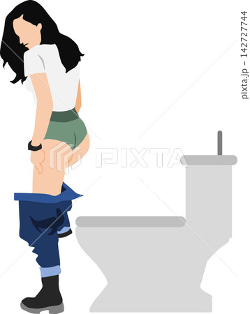 トイレに行く女性のイラスト 142727744