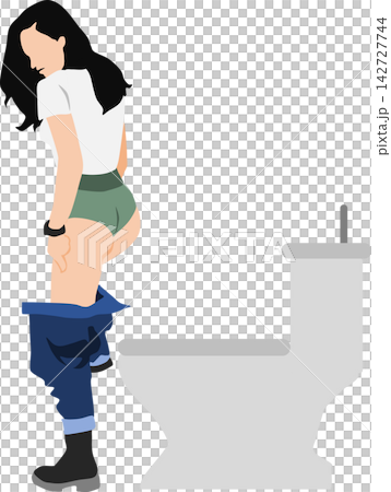 トイレに行く女性のイラスト 142727744