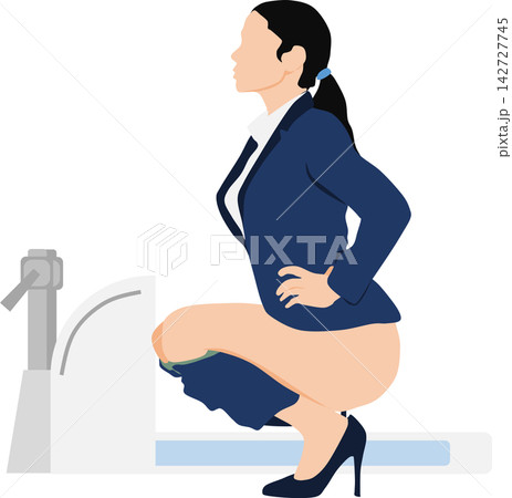 トイレに行く女性のイラスト 142727745
