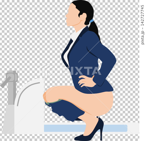 トイレに行く女性のイラスト 142727745