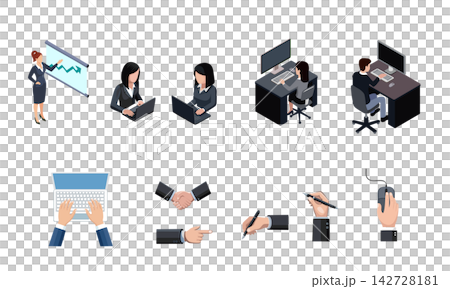 Business scenes of men and women working in an office - Isometric material Business scenes of men and women working in an office - Isometric material 142728181