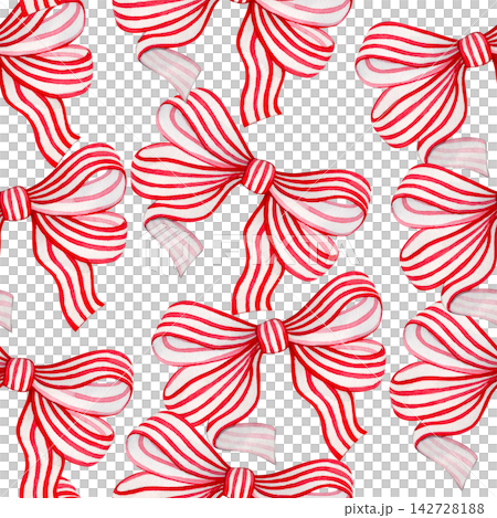 Christmas pattern of red vintage bows. Seamless watercolor print. Christmas pattern of red vintage bows. Seamless watercolor print. 142728188