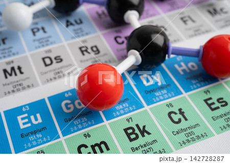 Molecules chemical on a periodic table background. Molecules chemical on a periodic table background. 142728287