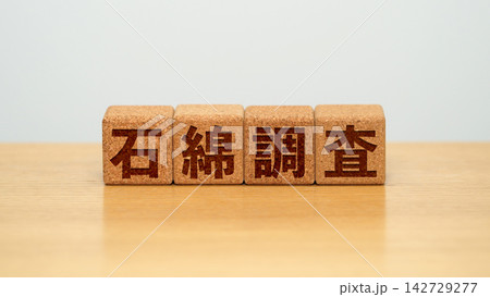 石綿調査と書かれた木製ブロック 石綿調査と書かれた木製ブロック 142729277
