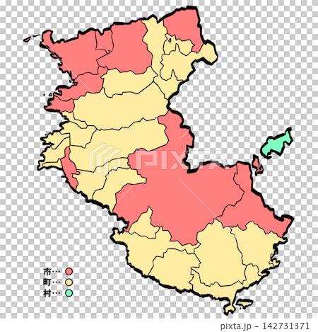和歌山縣地圖:城市/城鎮彩色(筆觸風格) 和歌山縣地圖:城市/城鎮彩色(筆觸風格) 142731371