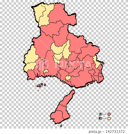 Hyogo Prefecture Map: City/Town Color (Brushstroke Style) - Japanese Style Hyogo Prefecture Map: City/Town Color (Brushstroke Style) - Japanese Style 142731372