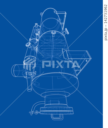 industrial machine blueprint illustration. Vector 142731962