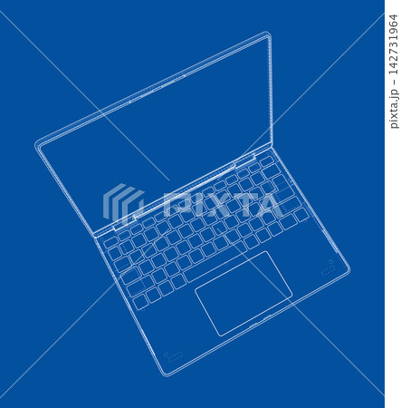 laptop outline illustration on blue. Vector laptop outline illustration on blue. Vector 142731964