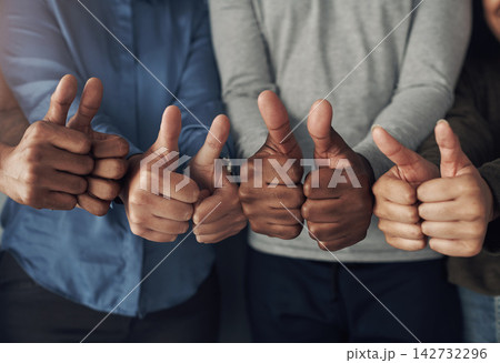 Business people, hands, and thumbs up for support, agreement and feedback with review, icon and cooperation. Closeup, group or employees with hand gesture, like and collaboration with symbol or emoji Business people, hands, and thumbs up for support, agreement and feedback with review, icon and cooperation. Closeup, group or employees with hand gesture, like and collaboration with symbol or emoji 142732296