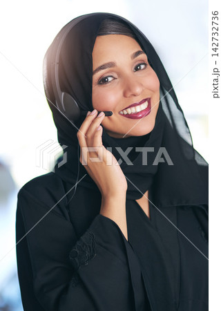 Portrait, agent and Muslim woman with call center, telemarketing and help desk with customer service. Face, Islamic person and insurance consultant with hijab, headphones and tech support with advice Portrait, agent and Muslim woman with call center, telemarketing and help desk with customer service. Face, Islamic person and insurance consultant with hijab, headphones and tech support with advice 142732736