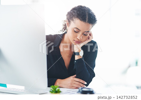Businesswoman, paperwork and bored or tired for office burnout or overworked, fatigue or unhappy. Female person, computer and brain fog with mental health stress or depression headache, lazy or sad Businesswoman, paperwork and bored or tired for office burnout or overworked, fatigue or unhappy. Female person, computer and brain fog with mental health stress or depression headache, lazy or sad 142732852
