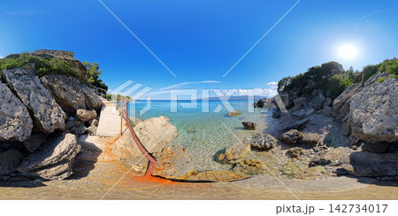 Rocky Aegean Sea Coast Near Athens, Greece, 360 VR Photo 8K Rocky Aegean Sea Coast Near Athens, Greece, 360 VR Photo 8K 142734017