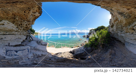 Rocky Aegean Sea Coast Near Athens, Greece, 360 VR Photo 8K Rocky Aegean Sea Coast Near Athens, Greece, 360 VR Photo 8K 142734021