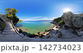 Rocky Aegean Sea Coast Near Athens, Greece, 360 VR Photo 8K 142734023