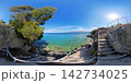 Rocky Aegean Sea Coast Near Athens, Greece, 360 VR Photo 8K 142734025