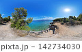 Rocky Aegean Sea Coast Near Athens, Greece, 360 VR Photo 8K 142734030