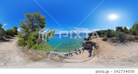 Rocky Aegean Sea Coast Near Athens, Greece, 360 VR Photo 8K Rocky Aegean Sea Coast Near Athens, Greece, 360 VR Photo 8K 142734030