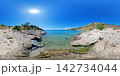 Rocky Aegean Sea Coast Near Athens, Greece, 360 VR Photo 8K 142734044