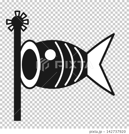 兒童節鯉魚旗(koinobori)剪影圖示。 兒童節鯉魚旗(koinobori)剪影圖示。 142737920