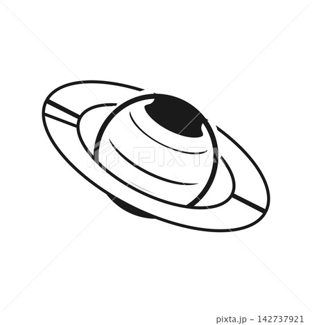 土星を描いたシルエットアイコン 宇宙 土星を描いたシルエットアイコン 宇宙 142737921