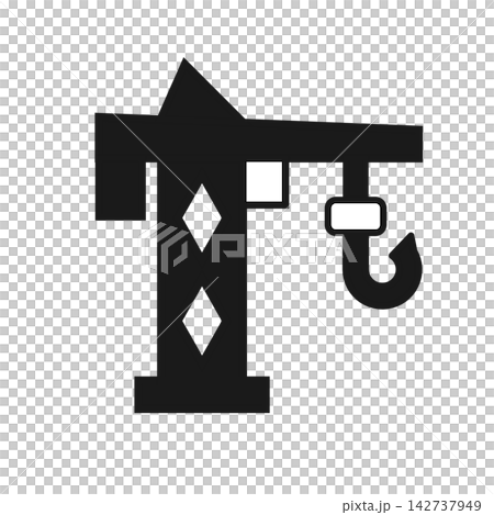 タワークレーンを描いたシルエットアイコン 工事 タワークレーンを描いたシルエットアイコン 工事 142737949