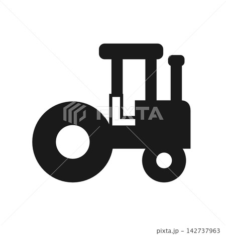 トラクターを描いたシルエットアイコン 農業 トラクターを描いたシルエットアイコン 農業 142737963