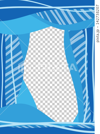 A vibrant blue band frame with undulating waves and diagonal lines flowing in all directions [Vertical] 142738207