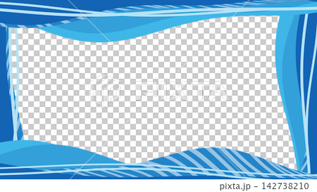 A vibrant blue band frame with undulating waves and diagonal lines flowing in all directions [Wide] 142738210