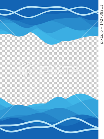 A vibrant blue band frame with overlapping waves flowing vertically. [Vertical] 142738211