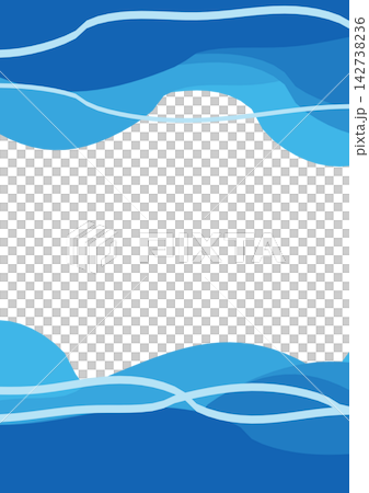 A vibrant blue band frame with sharp, flowing waves [vertical] 142738236