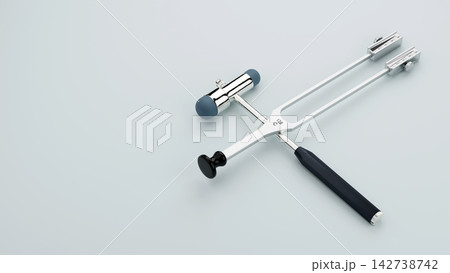 Crossed Neurological Reflex Hammer and Tuning Fork C128 with Copy Space 142738742