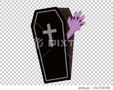 Halloween illustration of a hand sticking out of a coffin - Monster Halloween illustration of a hand sticking out of a coffin - Monster 142738789