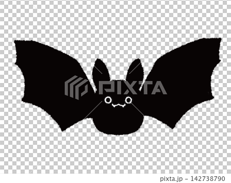 ハロウィン　こうもりのイラスト　顔あり 142738790