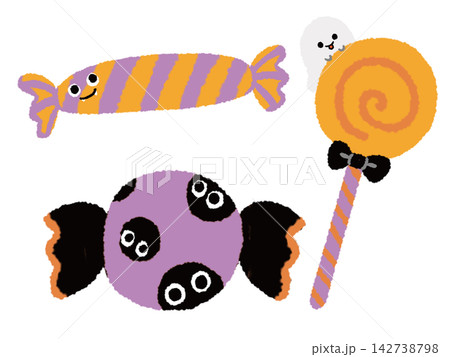 ハロウィン 顔のついた飴のイラスト ハロウィン 顔のついた飴のイラスト 142738798