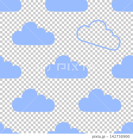 無縫雲朵圖案，天空/天氣背景，淺藍色。 142738900