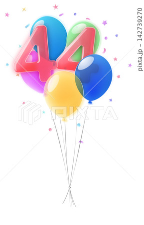 Birthday number 44 with balloons. Birthday number 44 with balloons. 142739270