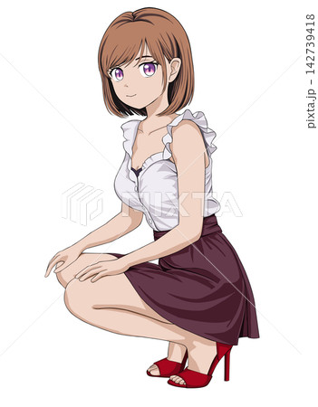 座る女性 座る女性 142739418
