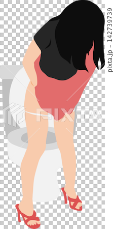 一幅女性上廁所的插圖 一幅女性上廁所的插圖 142739739