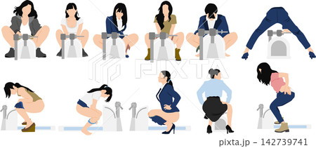 トイレに行く女性のイラスト トイレに行く女性のイラスト 142739741