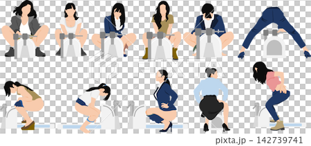 トイレに行く女性のイラスト トイレに行く女性のイラスト 142739741