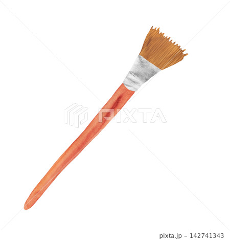 水彩で描いた絵の具の平筆のイラスト 水彩で描いた絵の具の平筆のイラスト 142741343