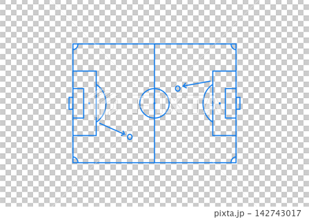 Soccer Field Tactics Diagram Showing Player Movement, Passing Arrows and Team Strategy on Pitch Soccer Field Tactics Diagram Showing Player Movement, Passing Arrows and Team Strategy on Pitch 142743017