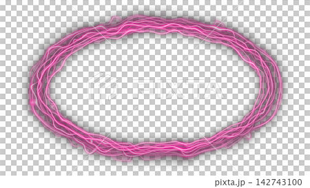 ねじれたピンクの発光オーバル枠の透過PNG素材 142743100