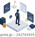 Isometric Solo Entrepreneur with Vision Strategy Growth 142743459