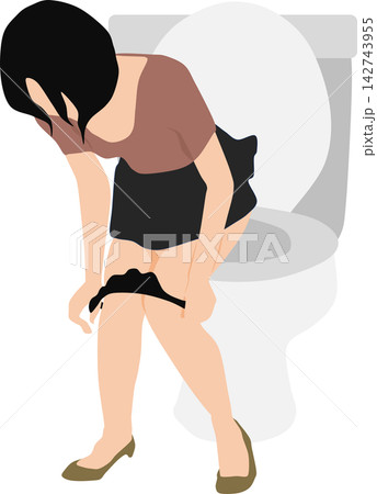 トイレに行く女性のイラスト 142743955