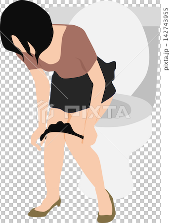 トイレに行く女性のイラスト 142743955