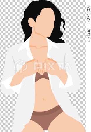 An illustration of a woman getting ready to put on a dress shirt to go to work. An illustration of a woman getting ready to put on a dress shirt to go to work. 142744076