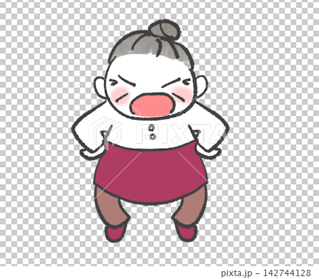 An angry old woman standing defiantly. An angry old woman standing defiantly. 142744128
