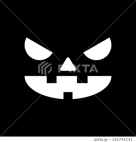 ジャック・オー・ランタン 顔パーツ白シルエット 三角目笑顔 ハロウィン・ホラー・怖い・かわいいなど ジャック・オー・ランタン 顔パーツ白シルエット 三角目笑顔 ハロウィン・ホラー・怖い・かわいいなど 142744141