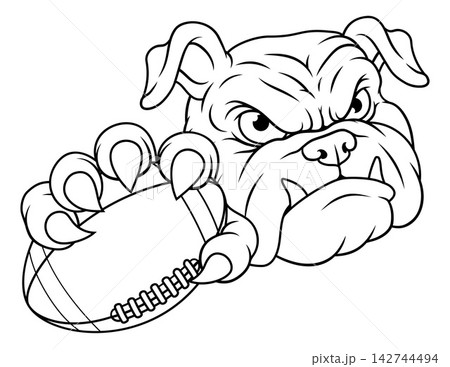 Bulldog Dog Football Ball Cartoon Team Mascot Bulldog Dog Football Ball Cartoon Team Mascot 142744494